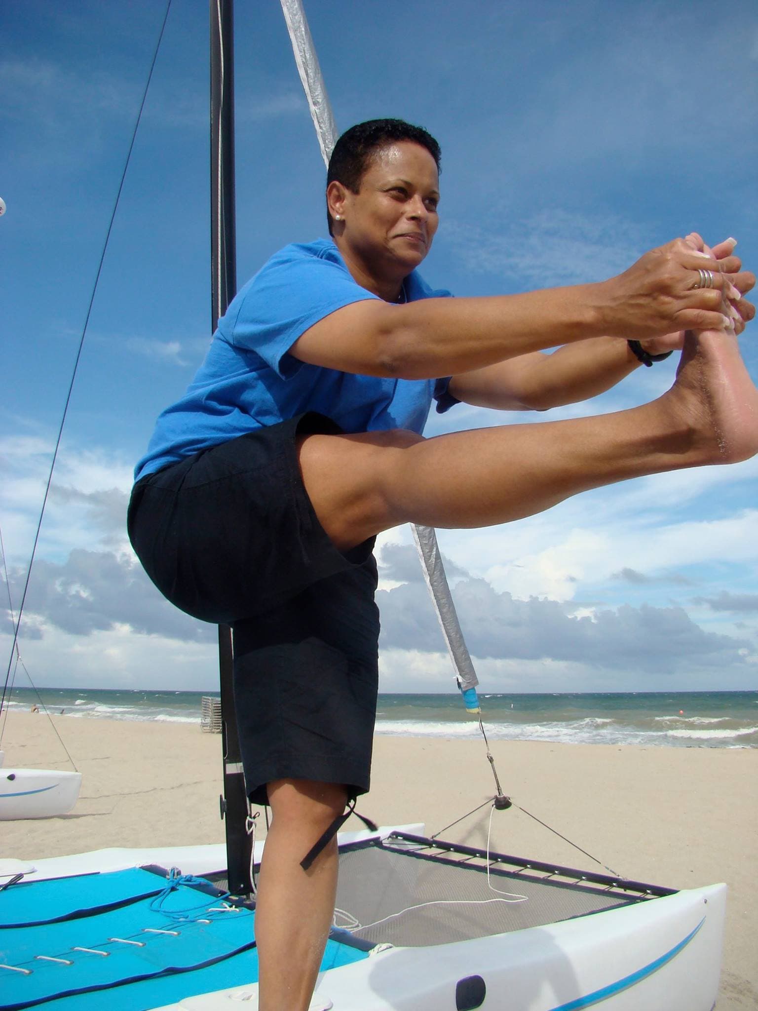 Gail Bannister Munn demonstrating flexibility and stretching techniques